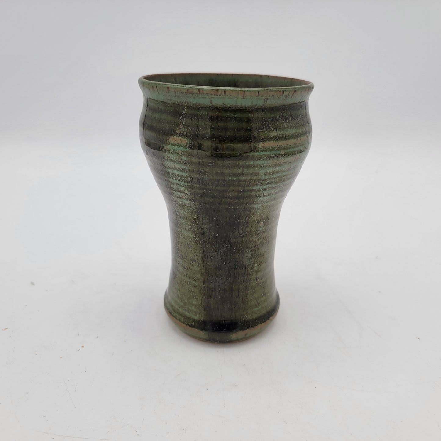 Beautiful Orchid Green Ribbed Art Pottery Vase