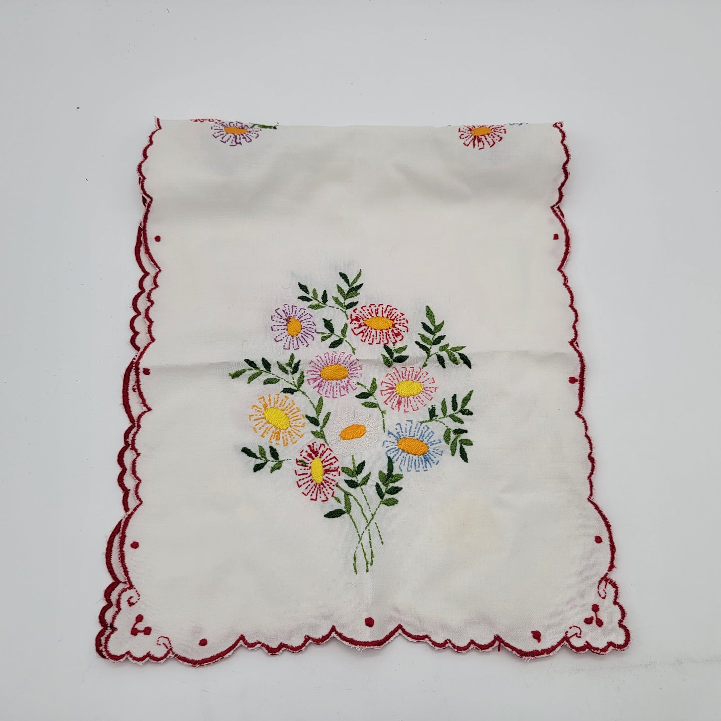 Hungarian Kalocsa Embroidered Table Runner / Dresser Scarf