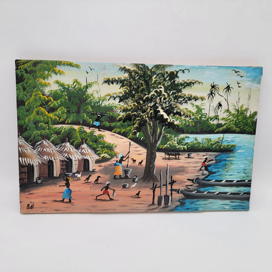 Haitian Folk Art Painting on Canvas