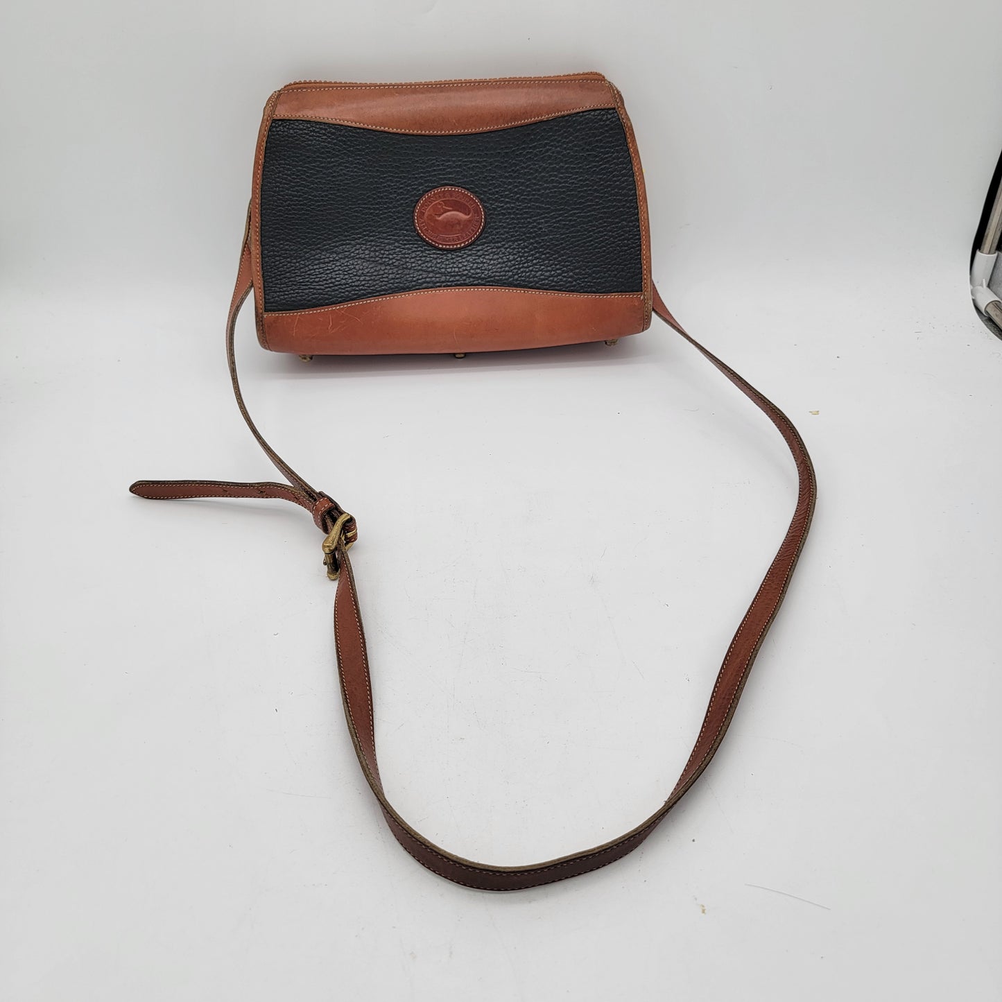 Vintage Dooney & Bourke Pebbled Black and Tan Leather Purse