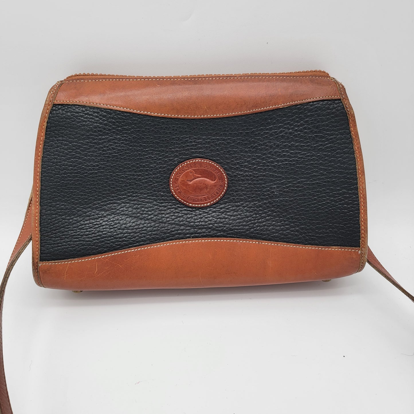 Vintage Dooney & Bourke Pebbled Black and Tan Leather Purse