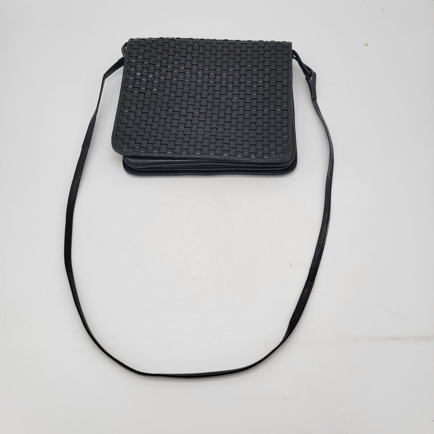 Black Purse Genuine Leather Basketweave Made in Italy