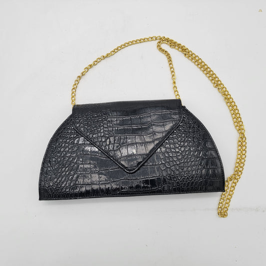 JOY & IMAN Clutch Handbag Black Faux Leather