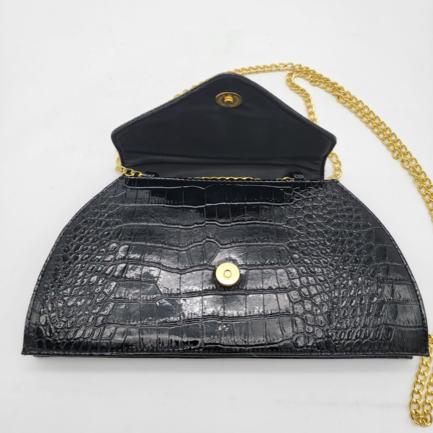 JOY & IMAN Clutch Handbag Black Faux Leather