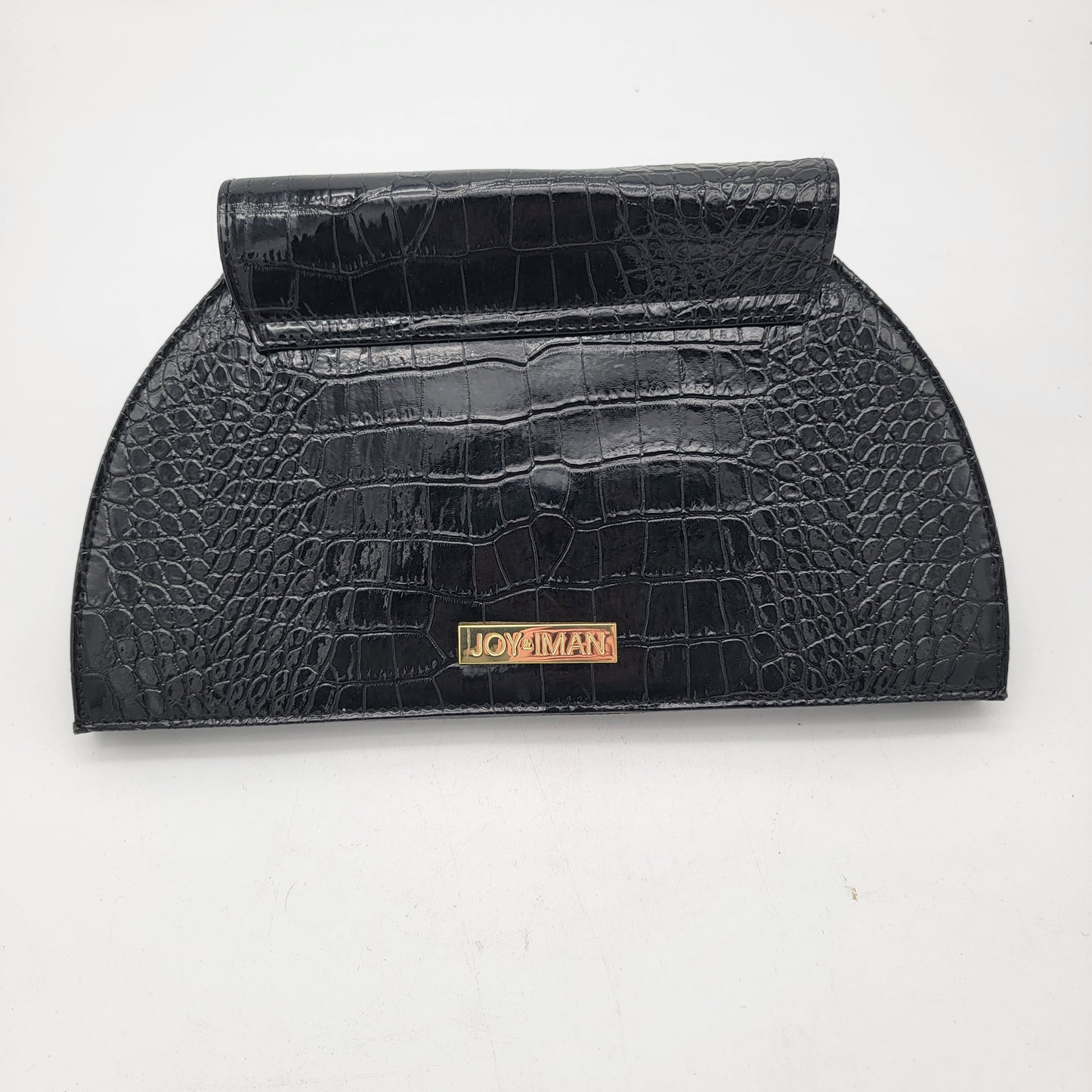 JOY & IMAN Clutch Handbag Black Faux Leather