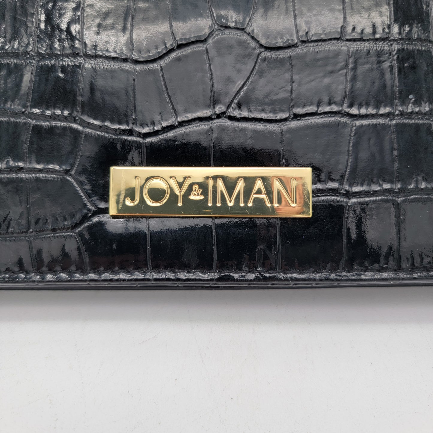 JOY & IMAN Clutch Handbag Black Faux Leather