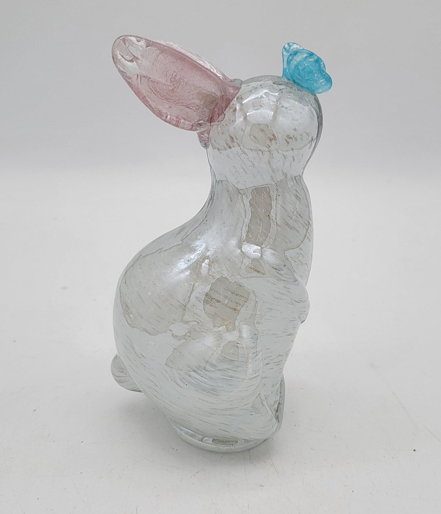 Art Glass Bunny with Butterfly on Nose