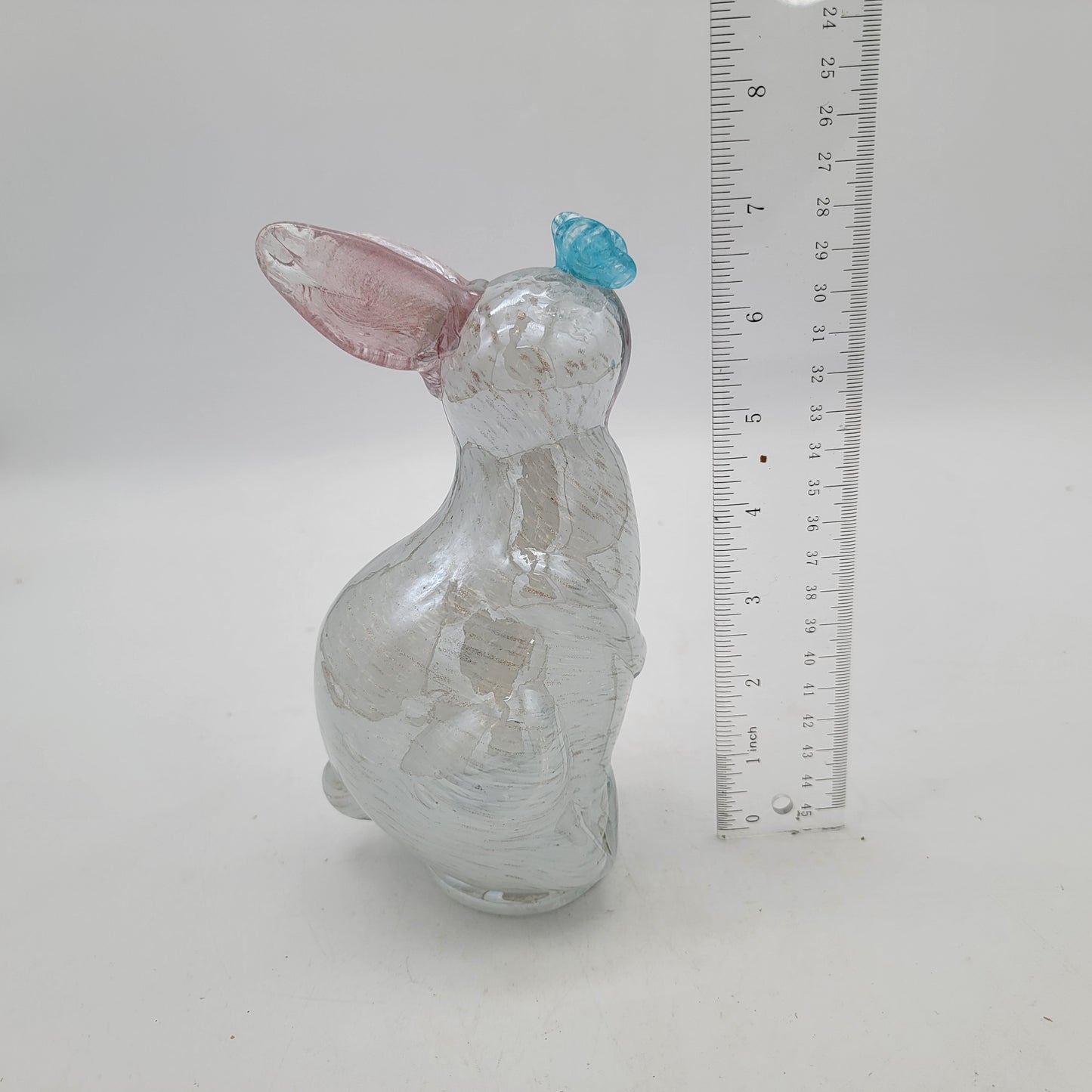 Art Glass Bunny with Butterfly on Nose