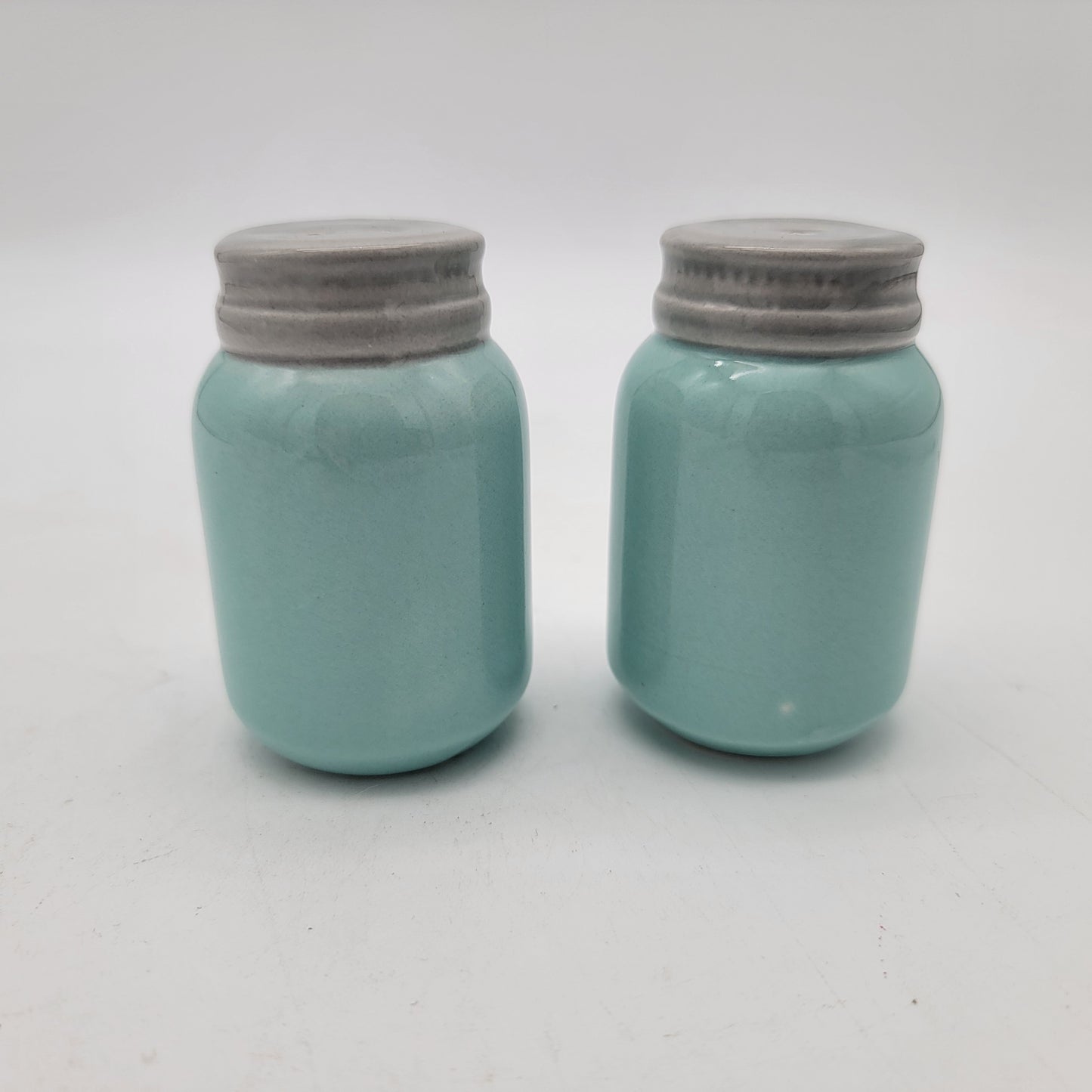 Blue Ceramic Mason Jar Salt and Pepper Shakers