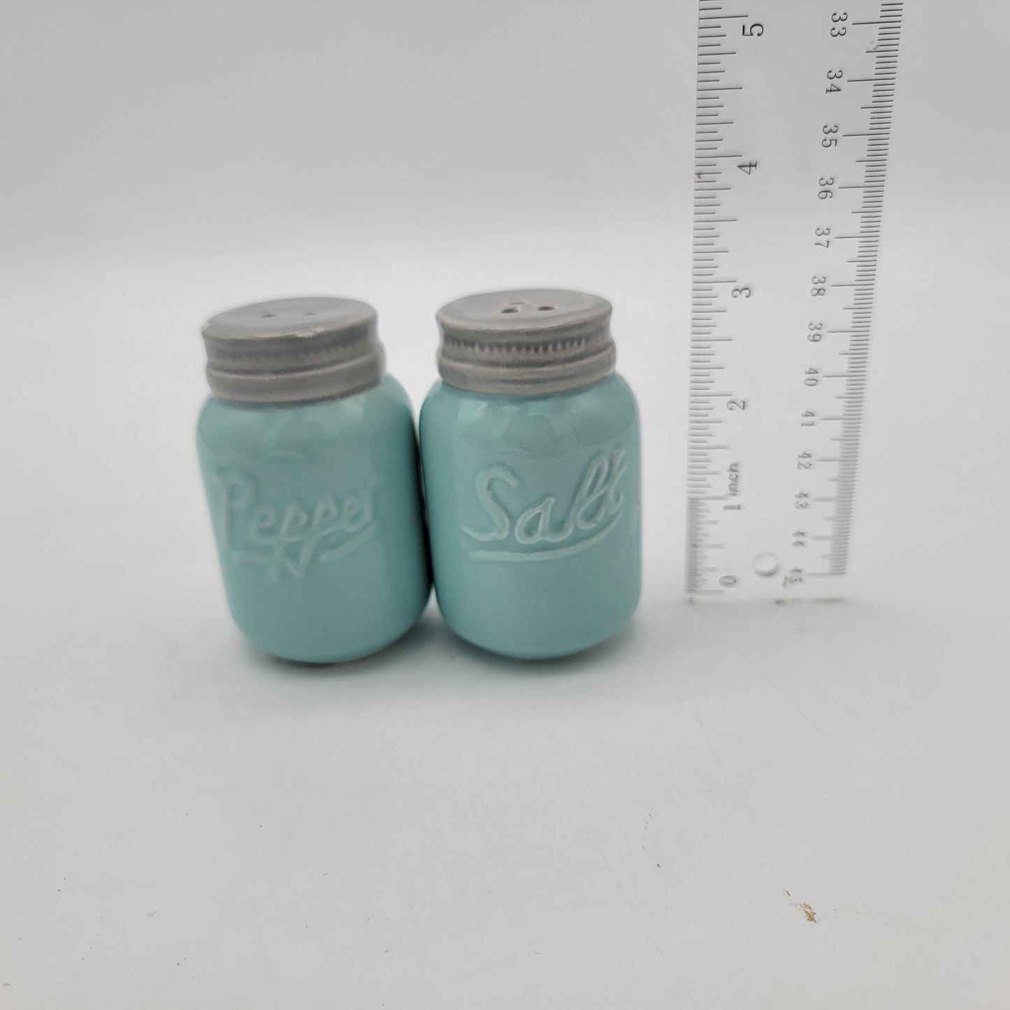 Blue Ceramic Mason Jar Salt and Pepper Shakers