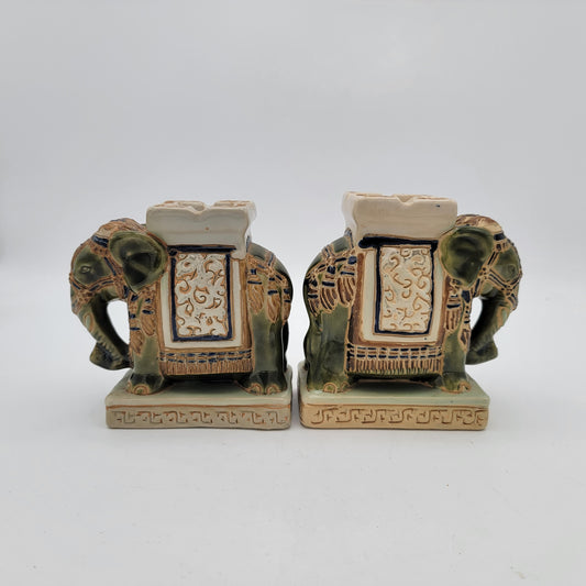 Pair of Indian Elephant Pedestal Ashtrays