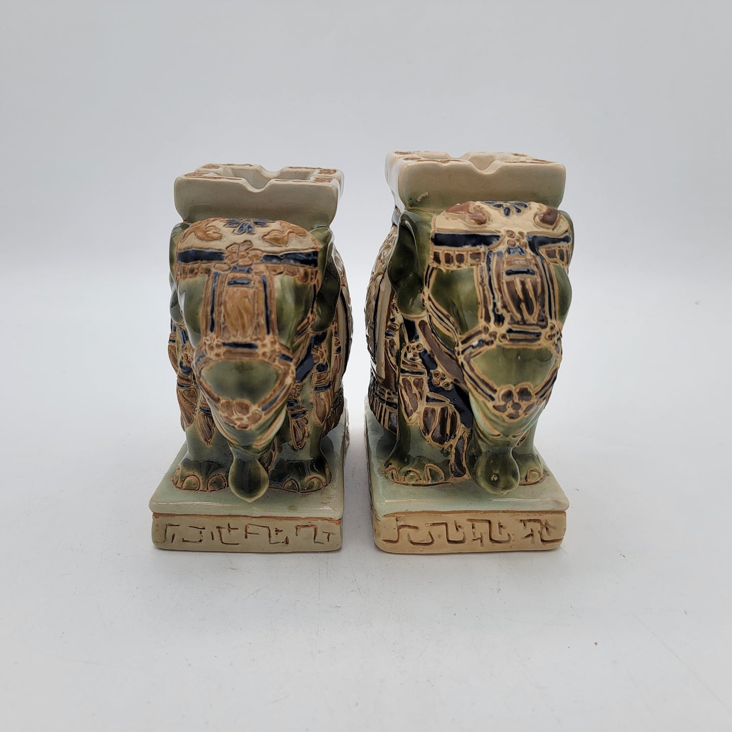 Pair of Indian Elephant Pedestal Ashtrays