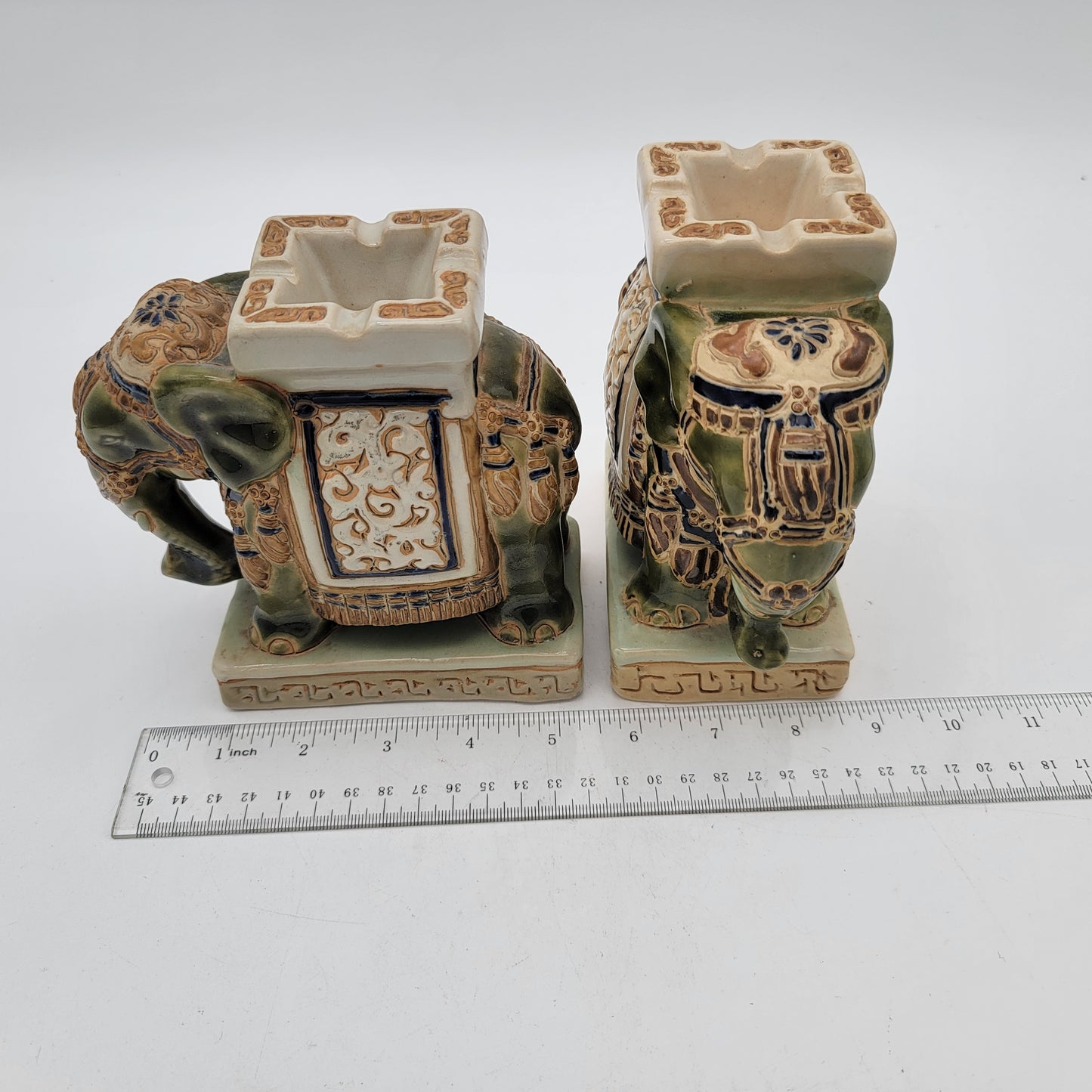 Pair of Indian Elephant Pedestal Ashtrays