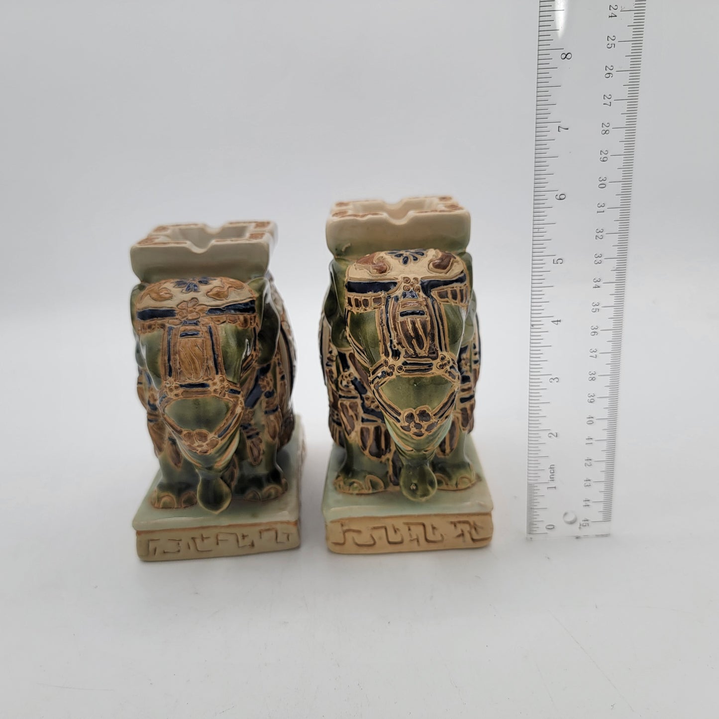 Pair of Indian Elephant Pedestal Ashtrays