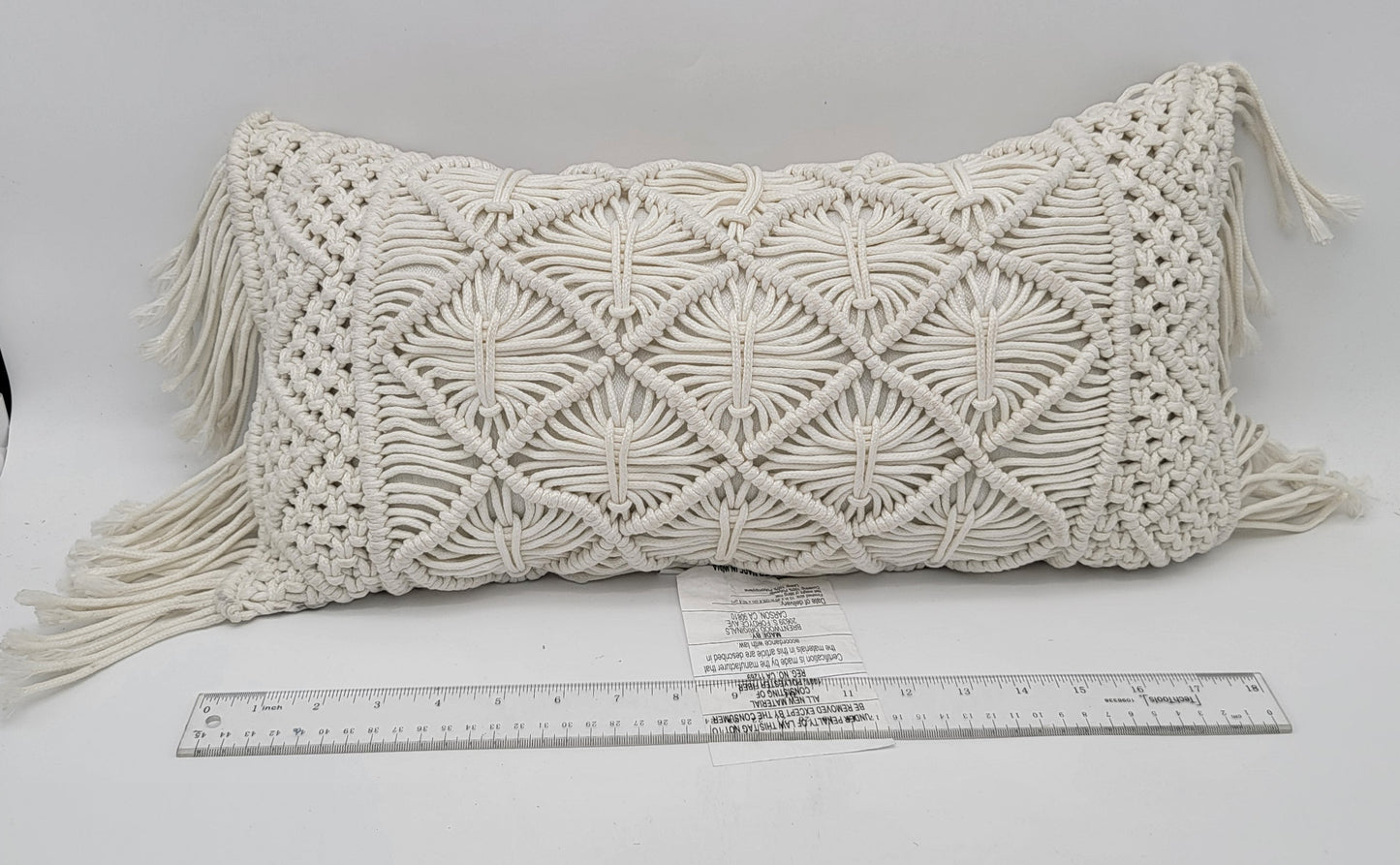 White Macrame Pillow