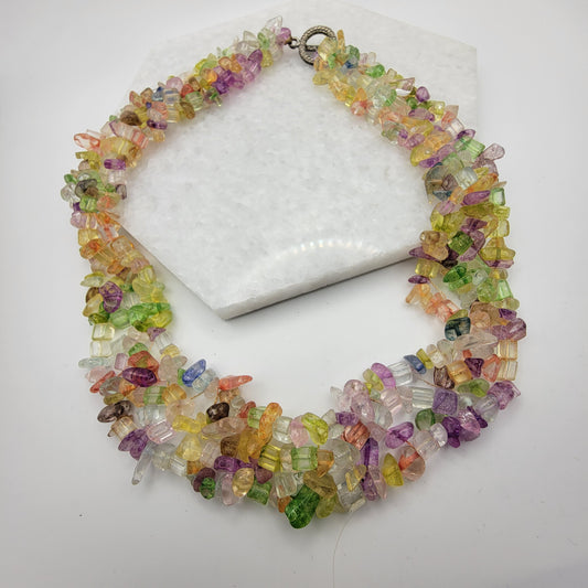 Multi-Strand Pastel Beaded Artisan Necklace