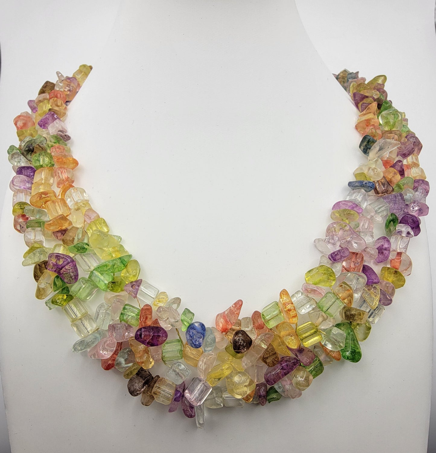 Multi-Strand Pastel Beaded Artisan Necklace