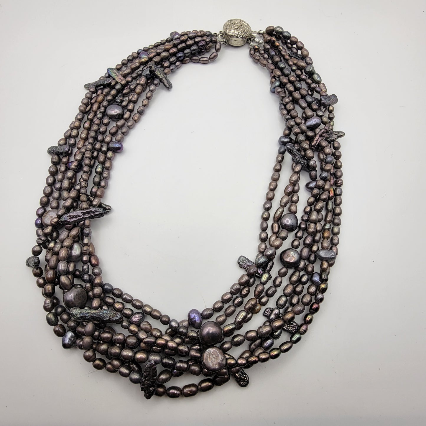 Multi-strand Peacock Pearl Necklace Biwa and Baroque