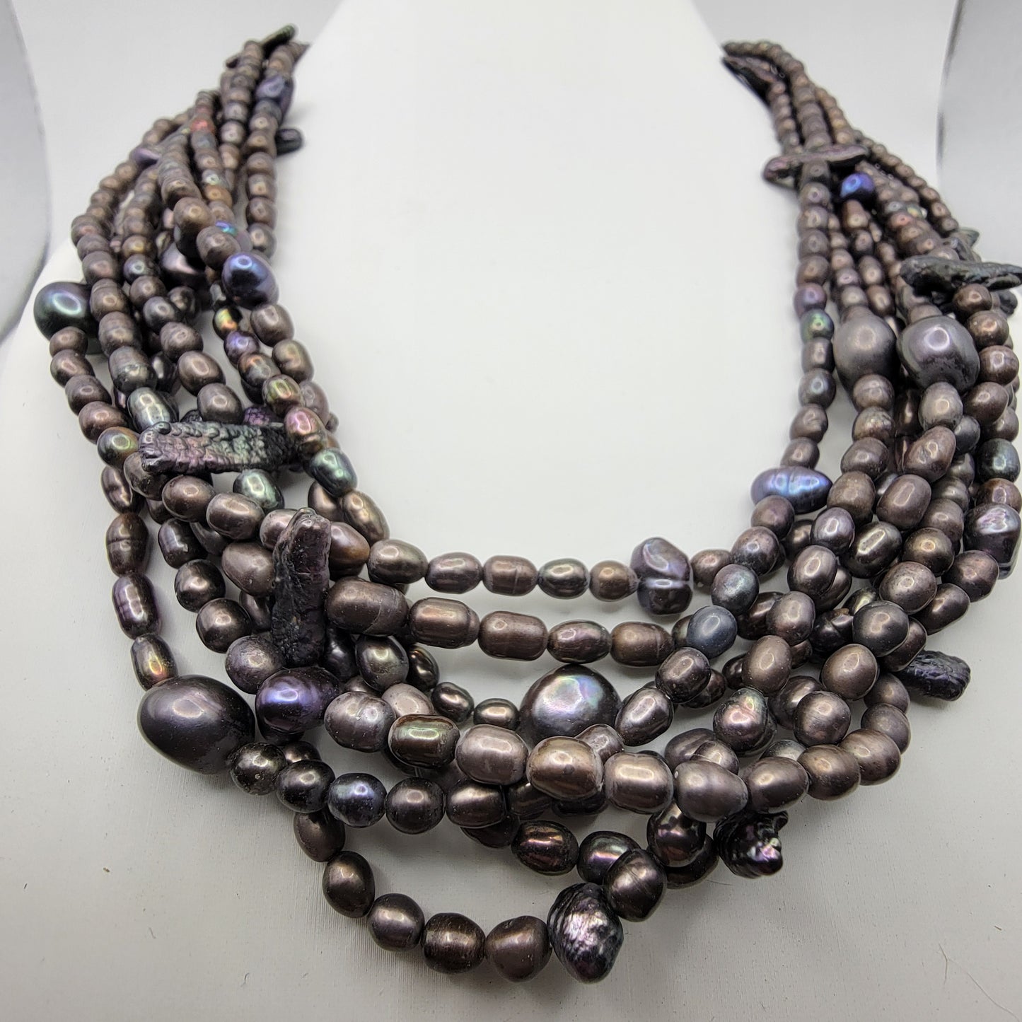 Multi-strand Peacock Pearl Necklace Biwa and Baroque