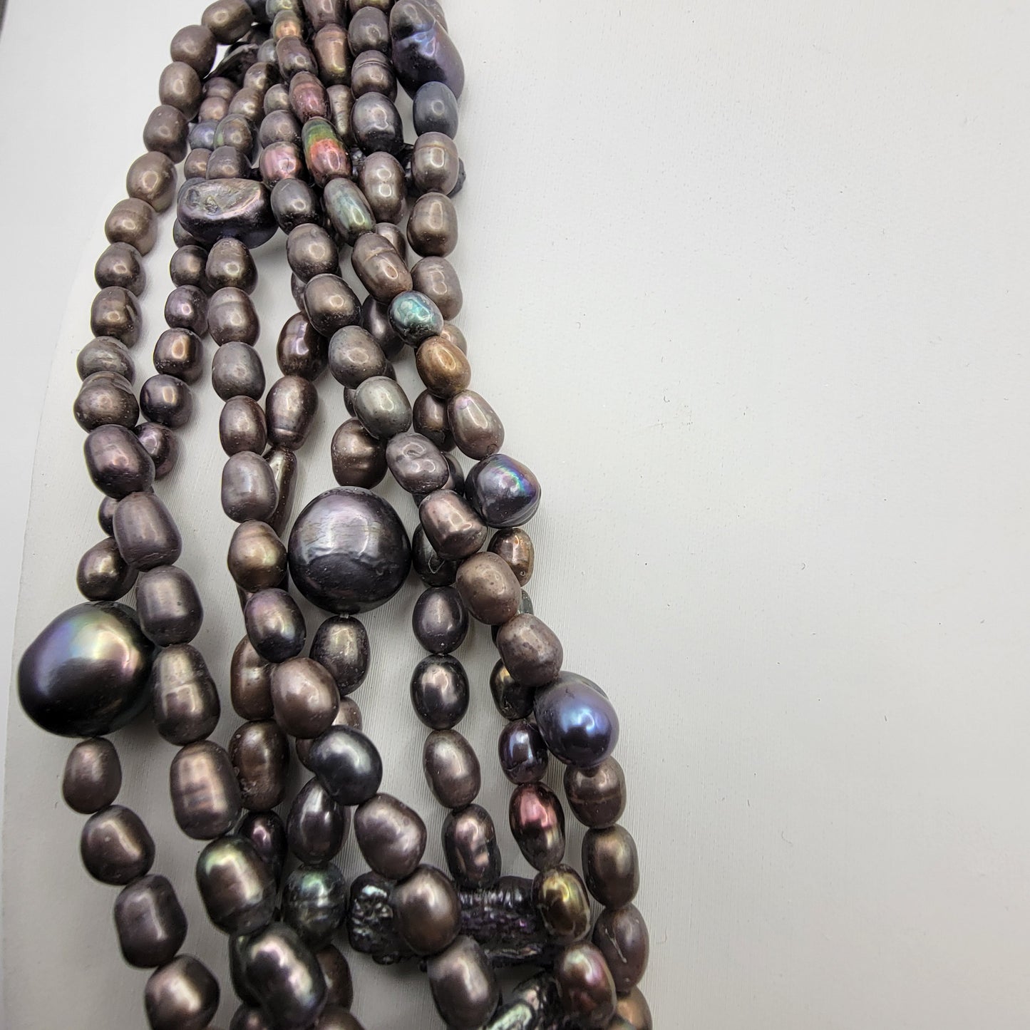 Multi-strand Peacock Pearl Necklace Biwa and Baroque