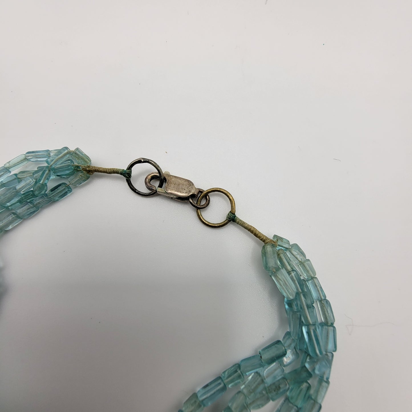 Tassel Drop Aqua Blue Glass Beaded Necklace