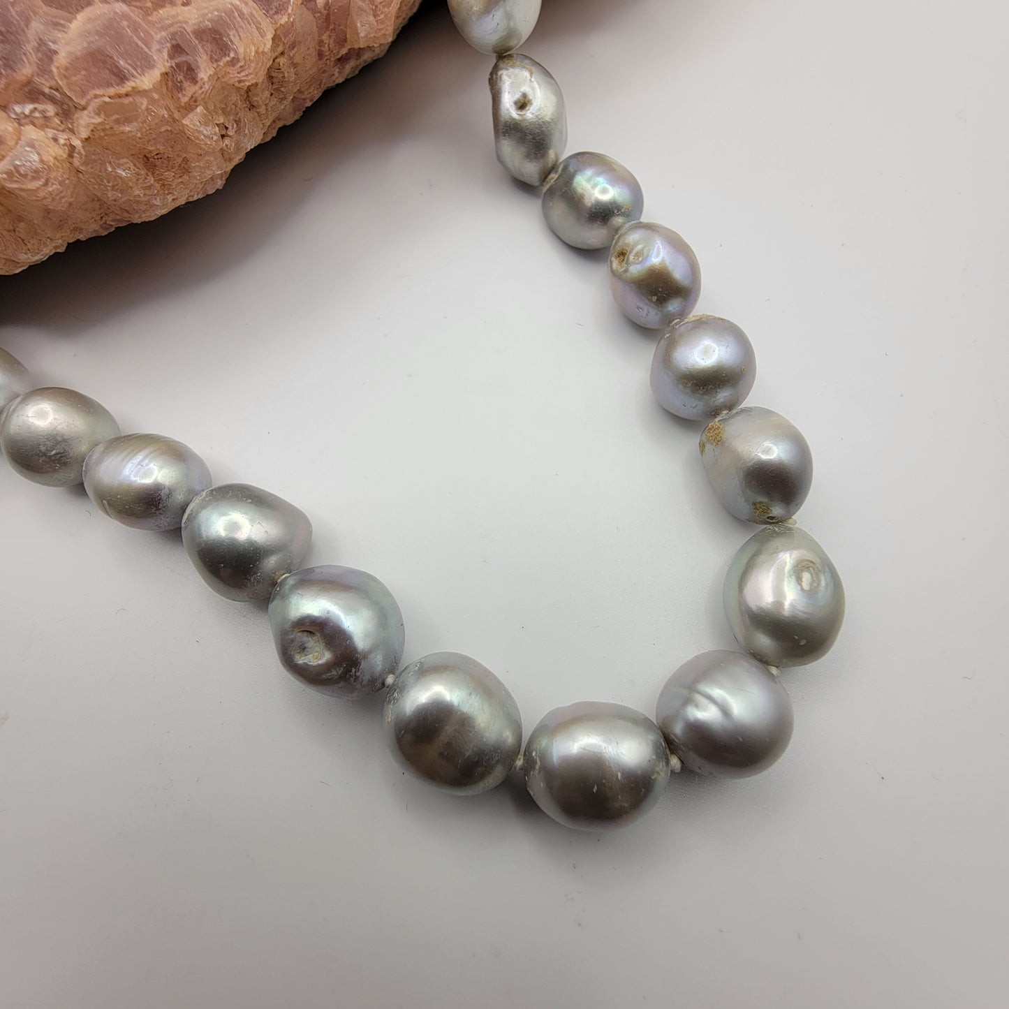 Large Silver Blue Baroque Freshwater Pearl Necklace