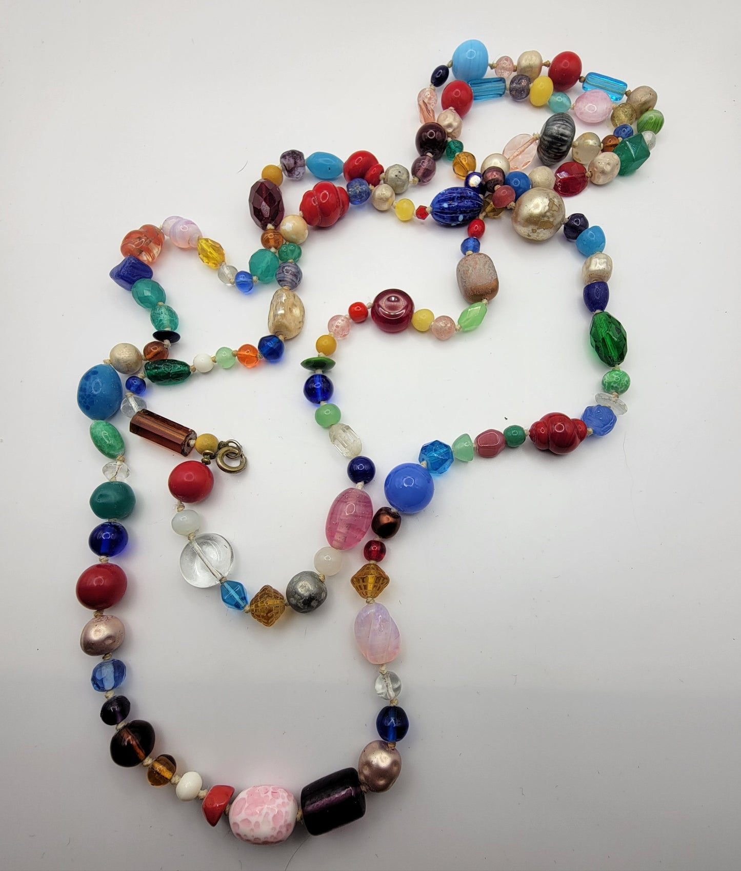 Very Long Multi Color Beaded Necklace