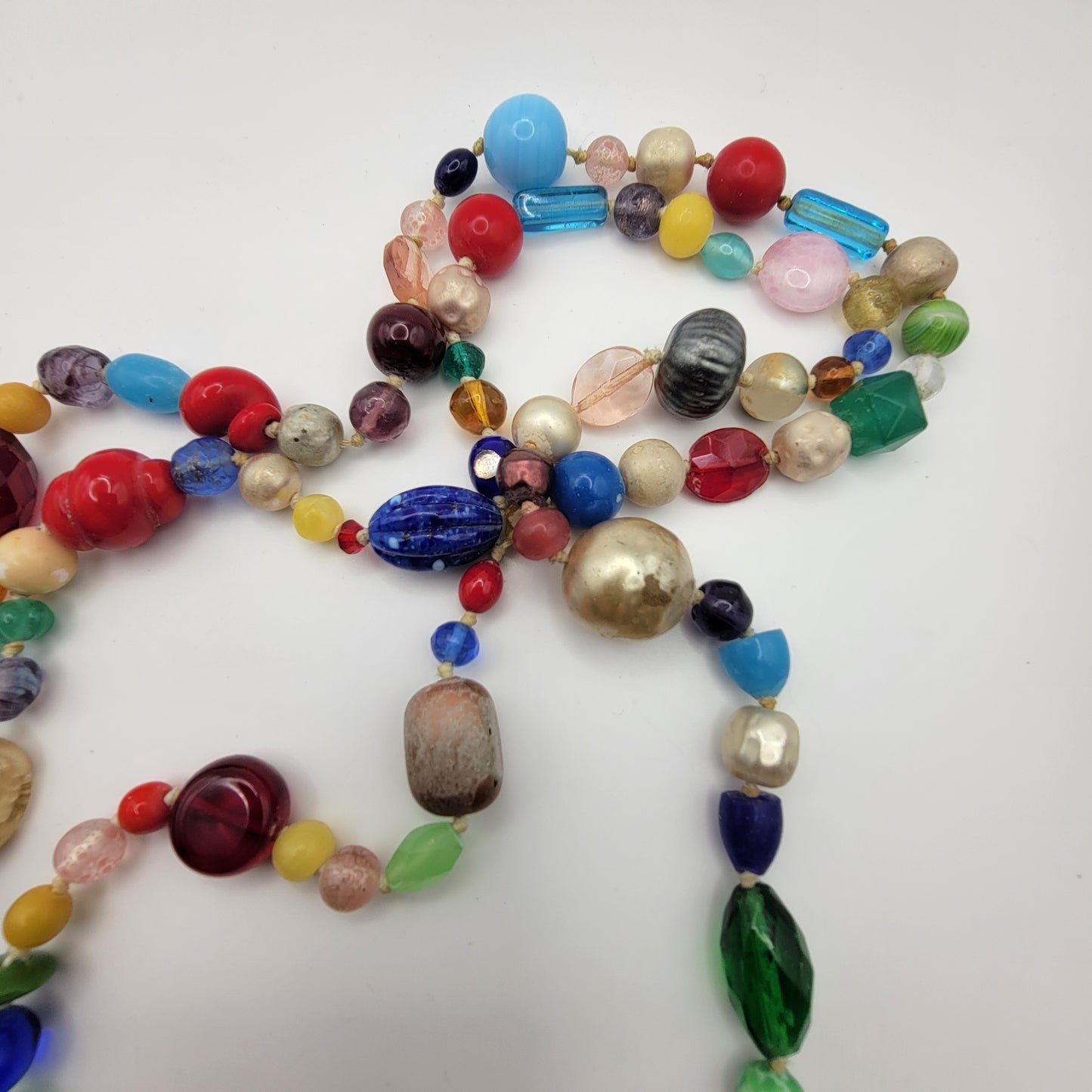 Very Long Multi Color Beaded Necklace