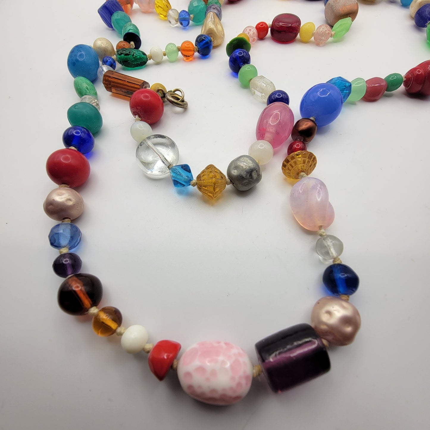 Very Long Multi Color Beaded Necklace