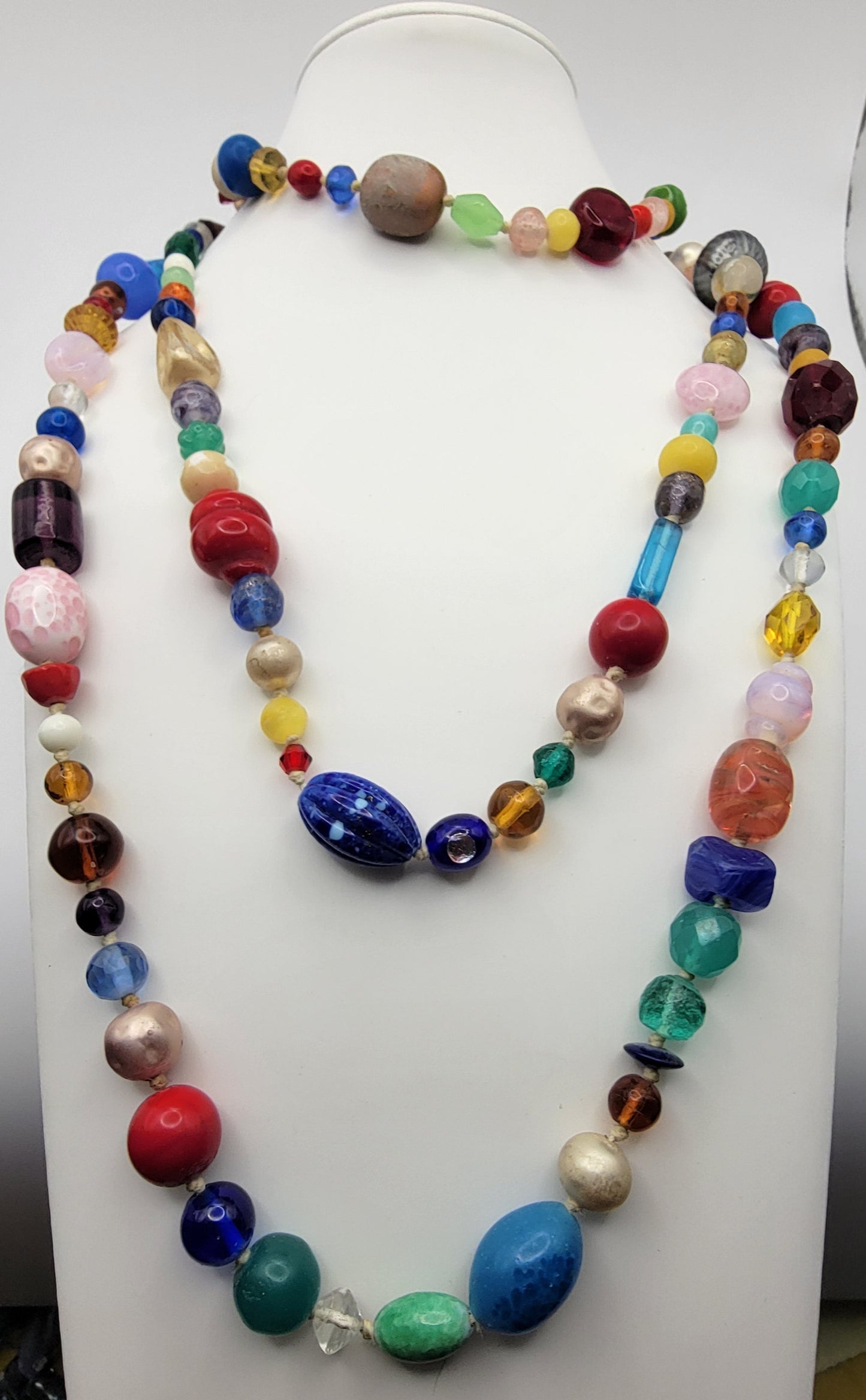 Very Long Multi Color Beaded Necklace