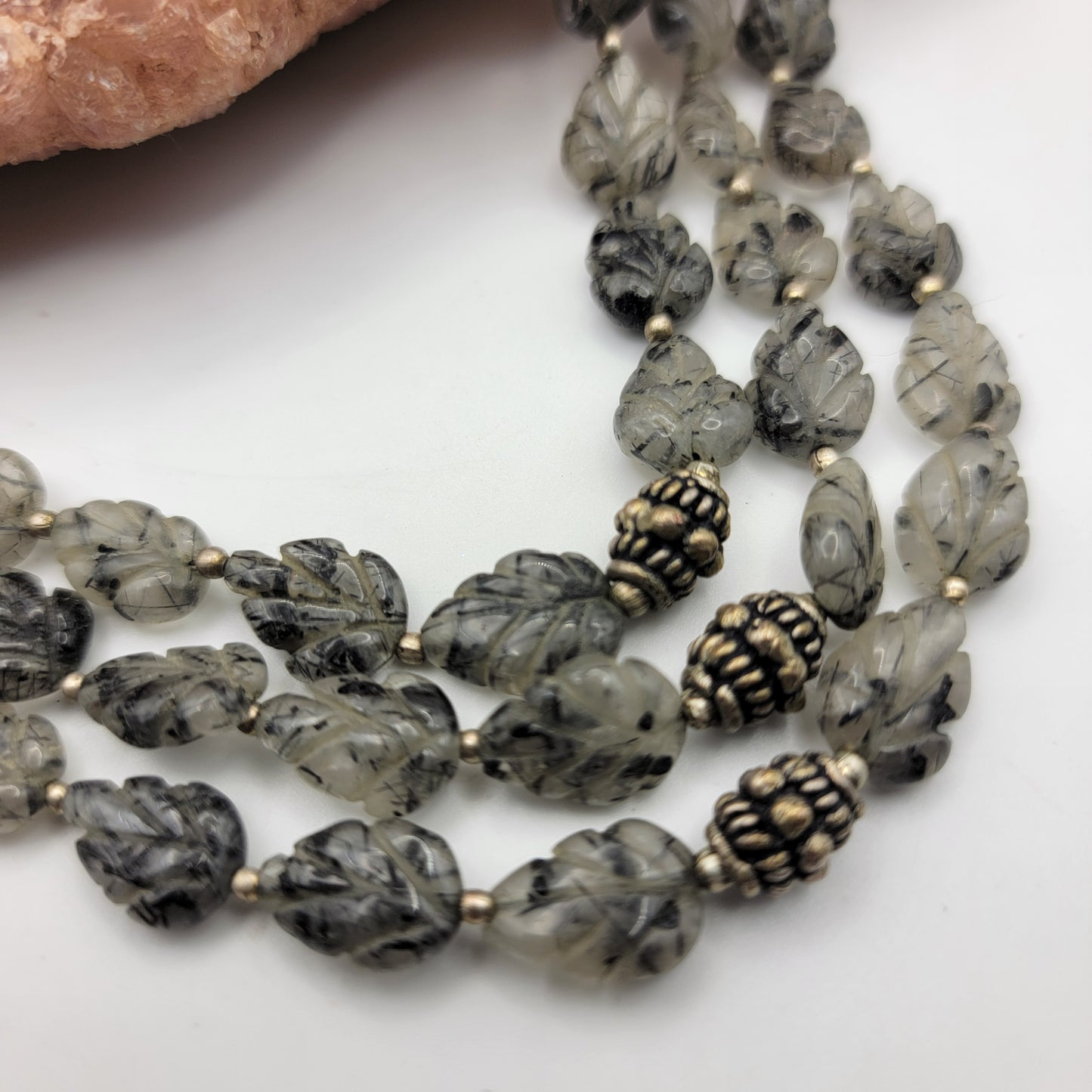 Carved Black Rutilated Quartz Necklace