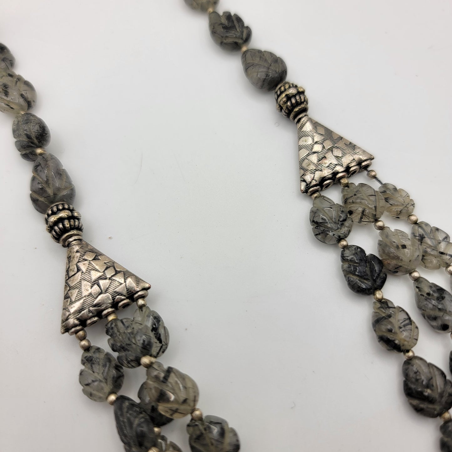 Carved Black Rutilated Quartz Necklace