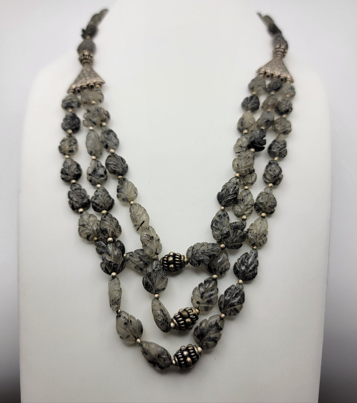 Carved Black Rutilated Quartz Necklace