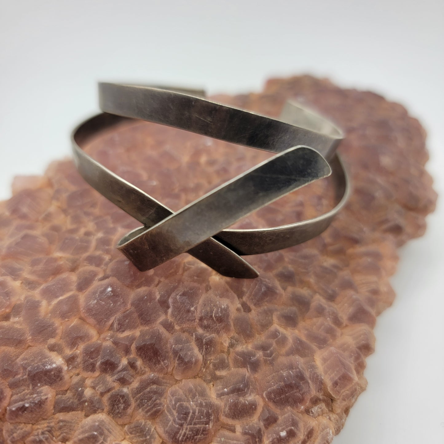 Sterling Silver Modernist Bracelet Signed YM