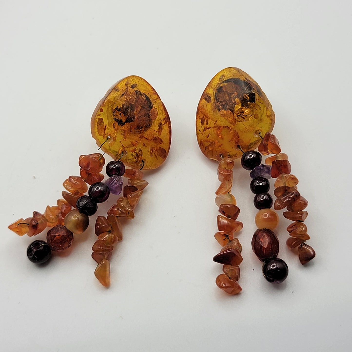 Amber Dangle Earrings on 925 Sterling Silver