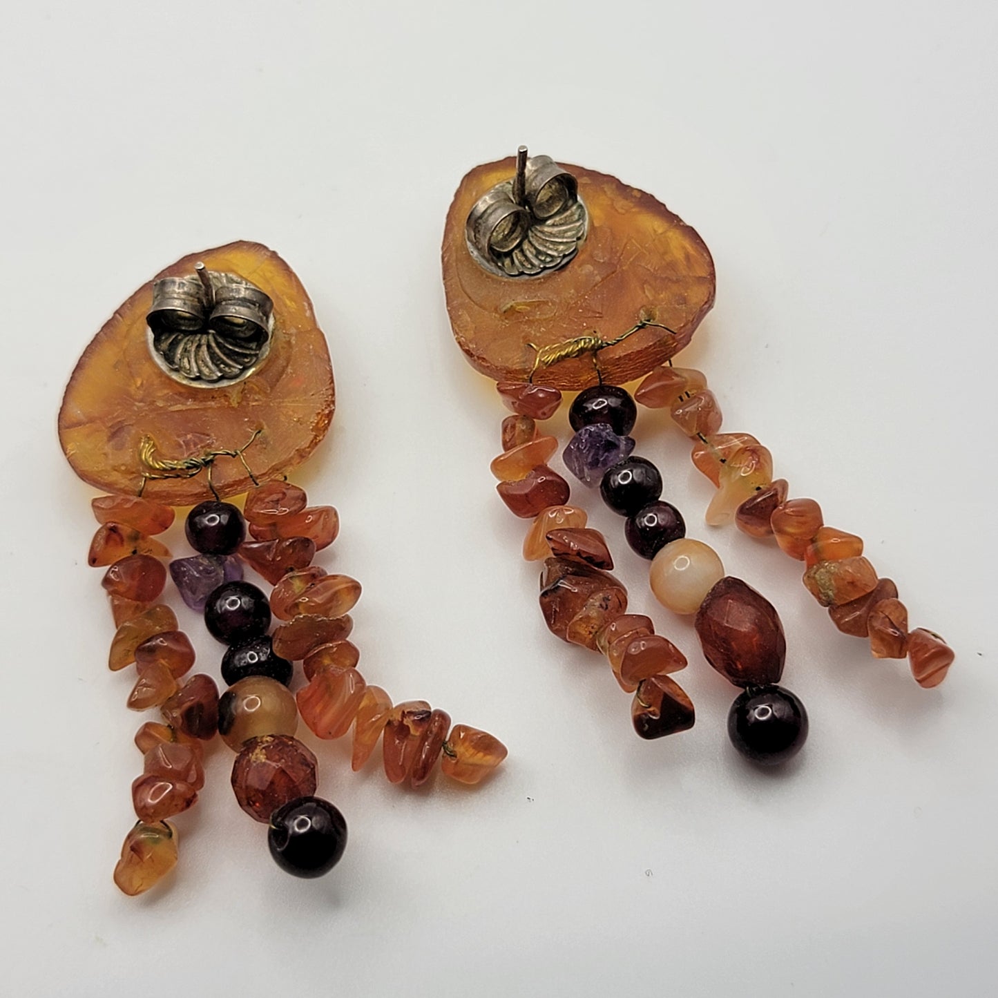 Amber Dangle Earrings on 925 Sterling Silver