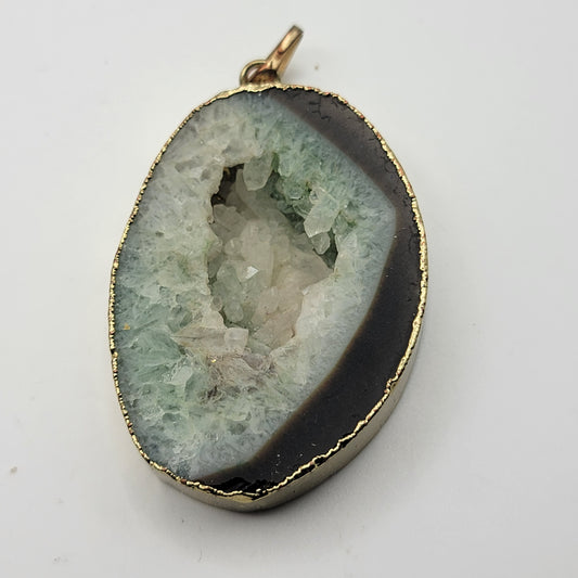 Green Druzy  Geode Pendant