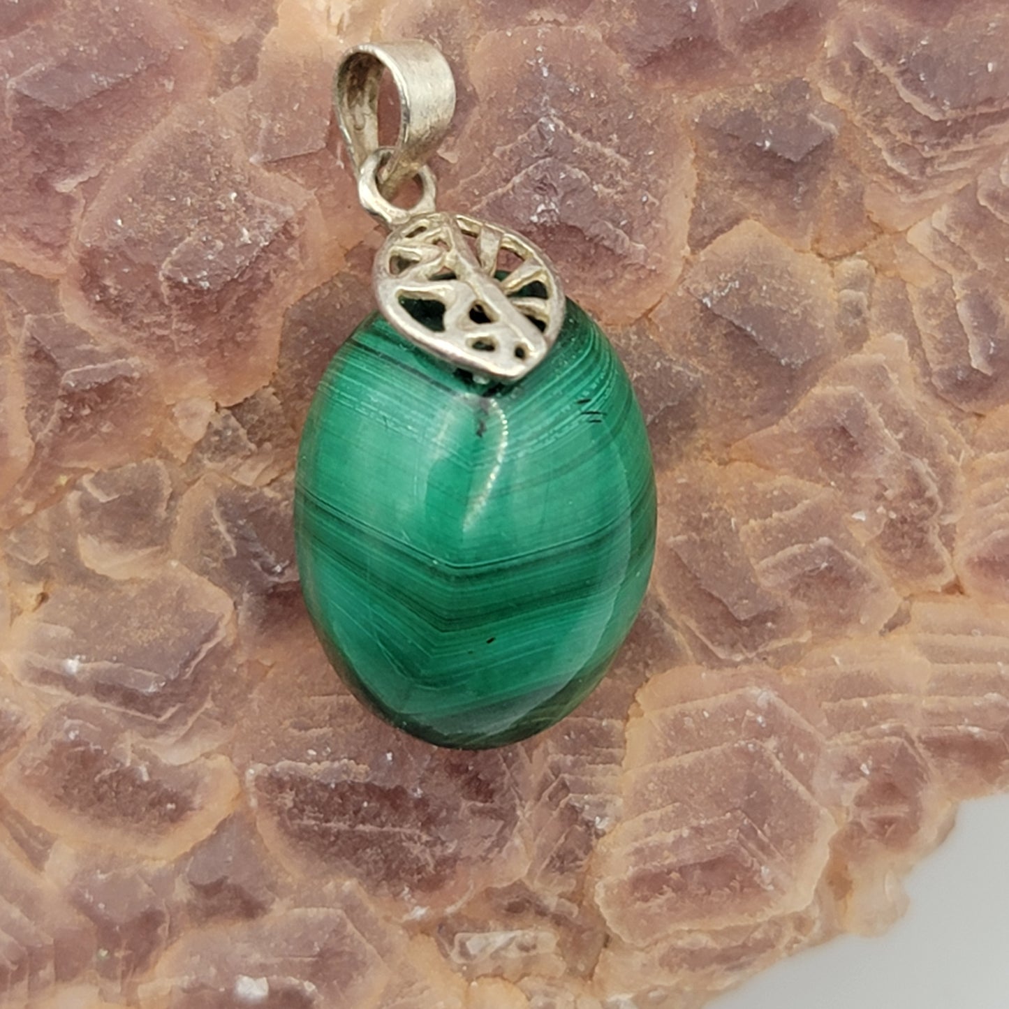 925 Sterling Small Malachite Pendant