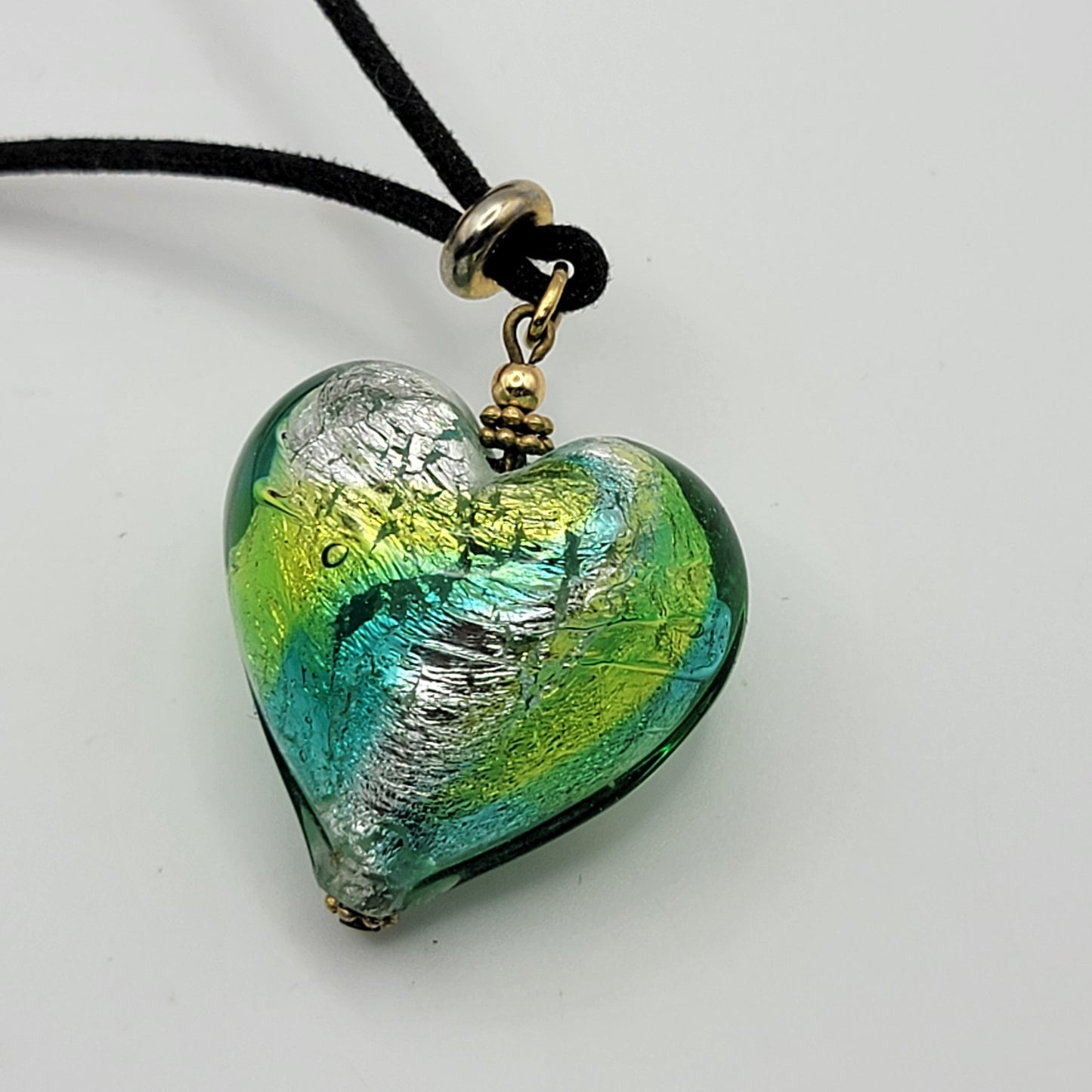 Venetian Blown Glass Puffy Heart Pendant