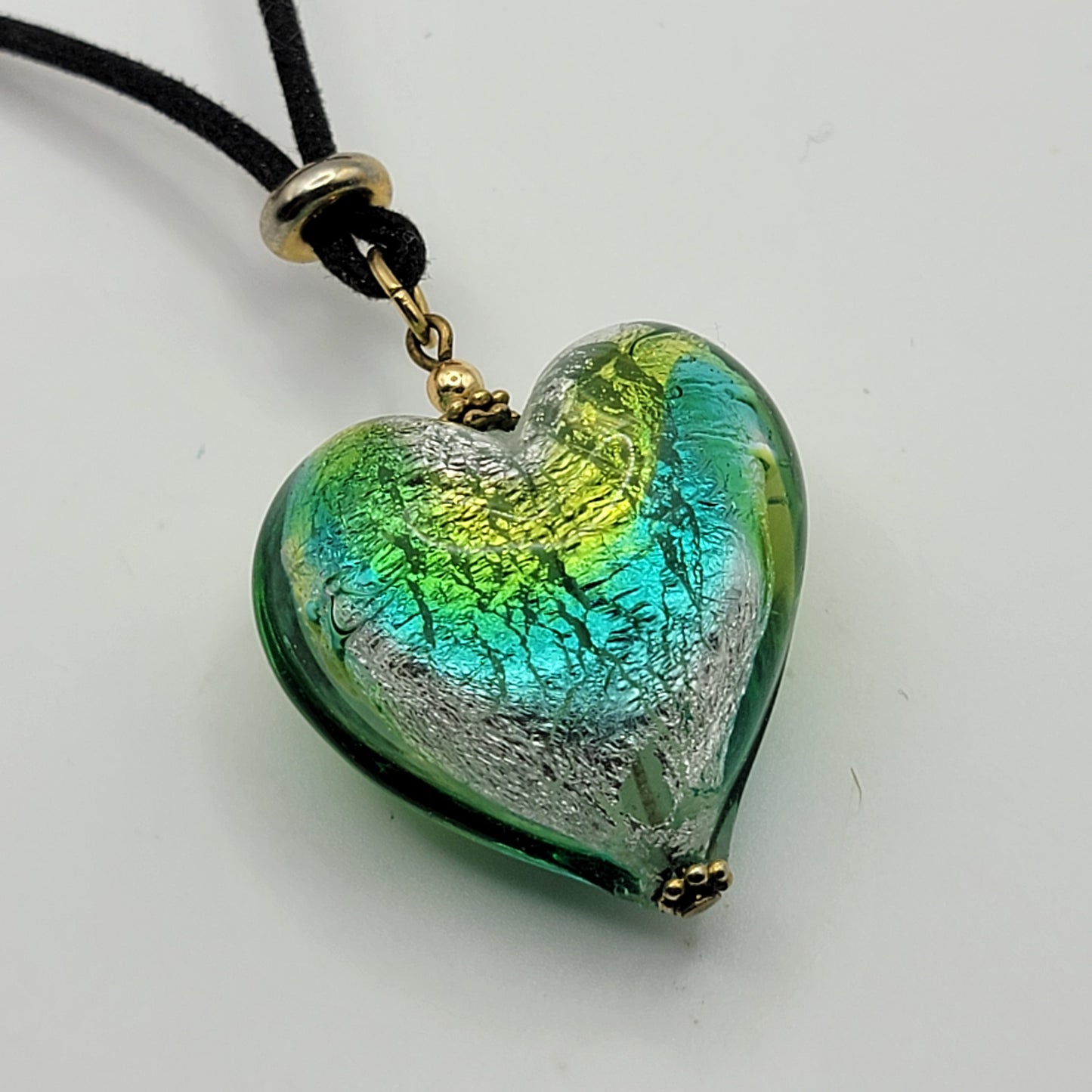 Venetian Blown Glass Puffy Heart Pendant