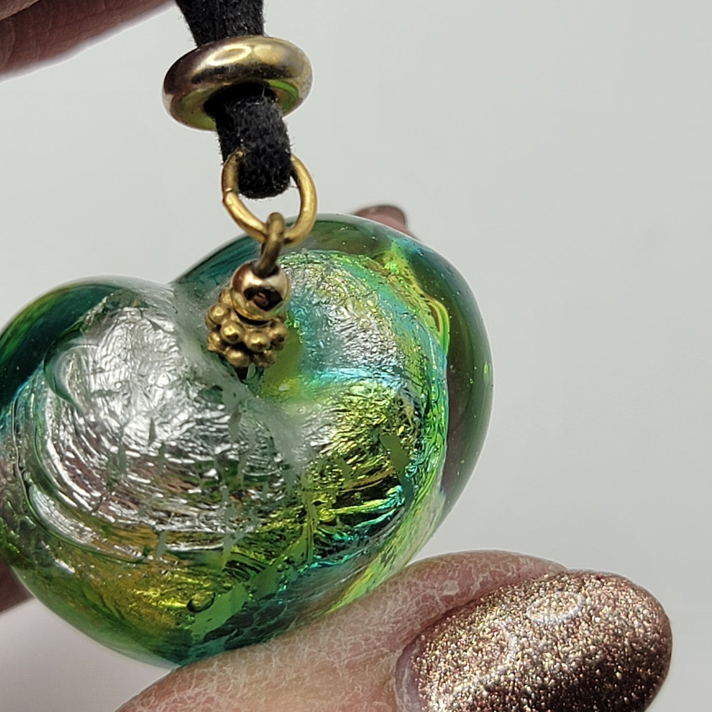 Venetian Blown Glass Puffy Heart Pendant