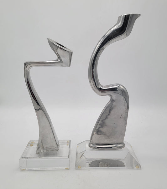 Pair of Aluminum Arclumis Swan Candlesticks by Matthew Hilton for SCP England, 1987