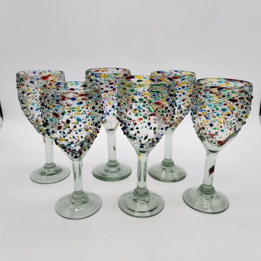 Set of 6 Confetti Glass Wine Glasses