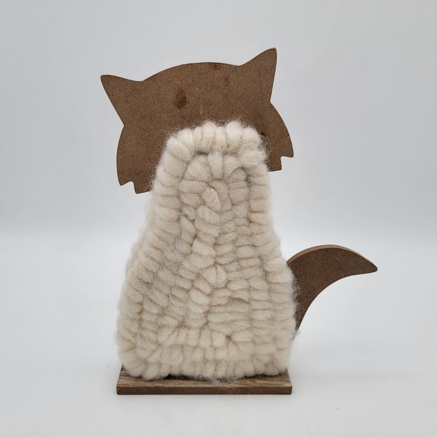 Pair of Wooden Fox with Wool Tabletop Decor