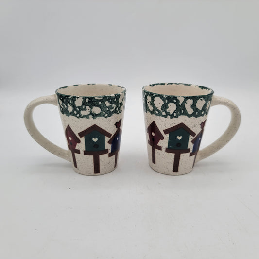 Pair of Gibson Stoneware Birdhouse Mugs