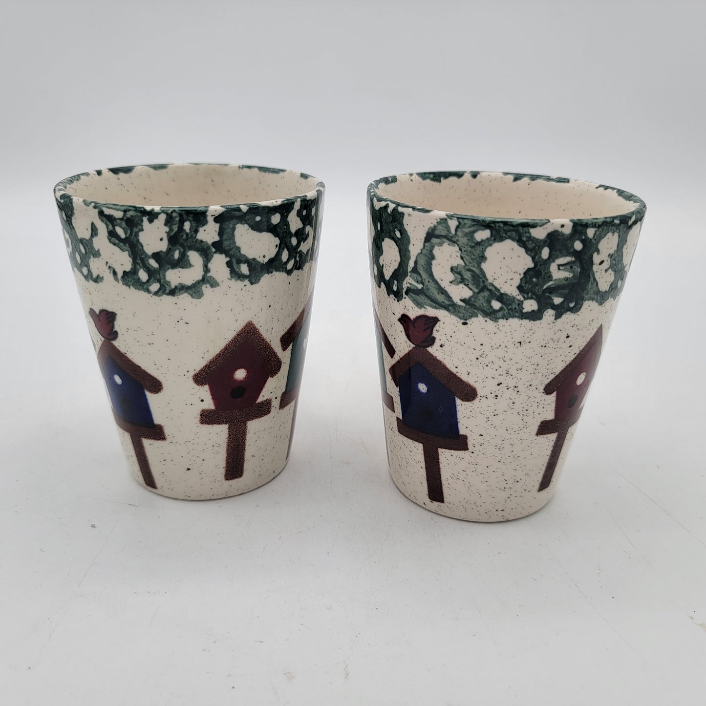 Pair of Gibson Stoneware Birdhouse Mugs