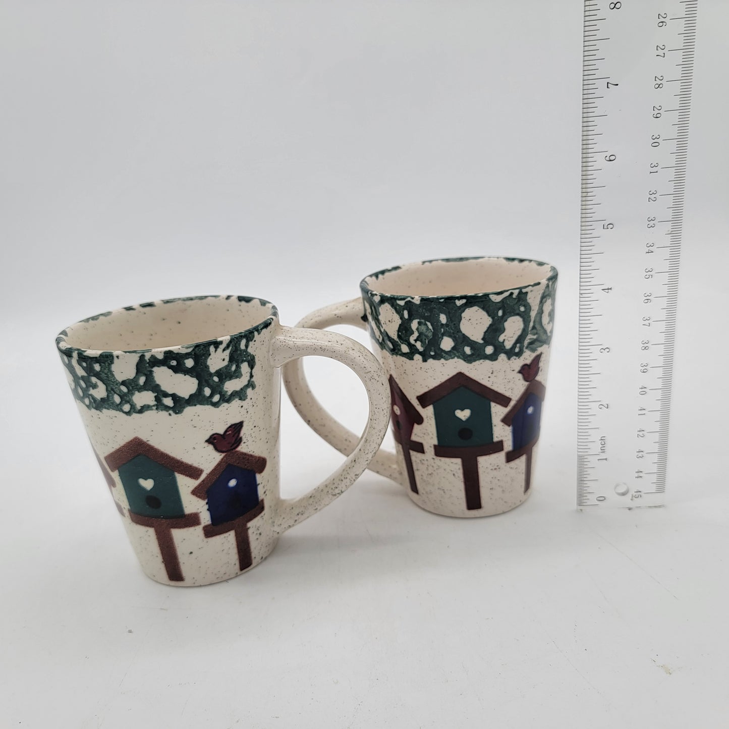 Pair of Gibson Stoneware Birdhouse Mugs