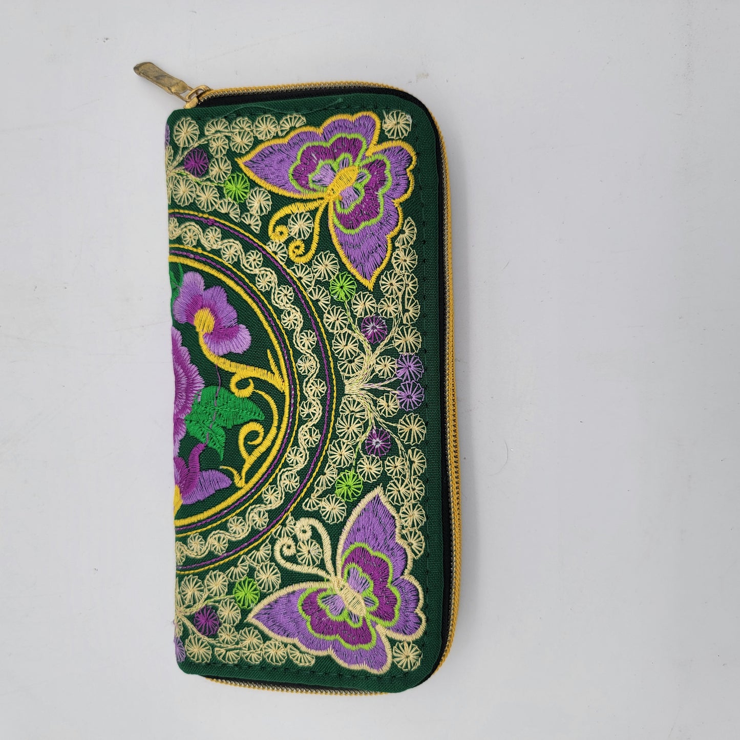 Embroidered Wallet Purple Butterflies