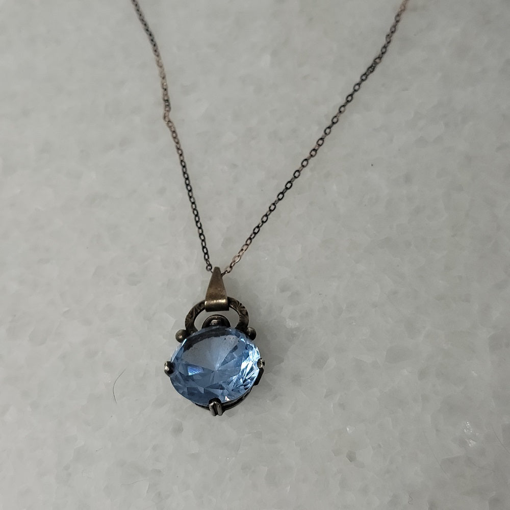 Blue Topaz 925 Sterling Silver Pendant Necklace