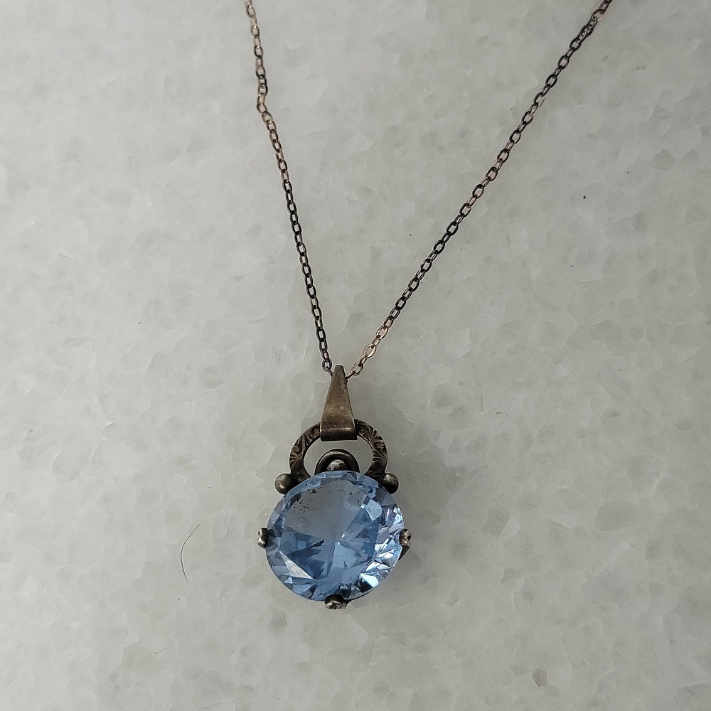 Blue Topaz 925 Sterling Silver Pendant Necklace